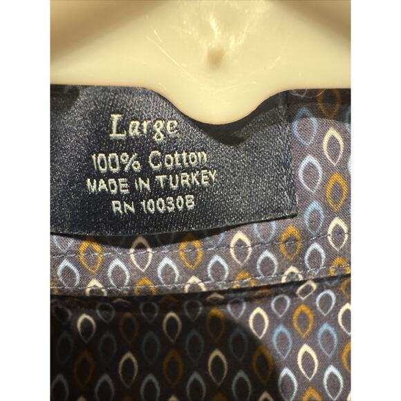 Peter Millar Dess Shirt Mens Large Blue All Over Print‎ Geometric Collection - Picture 3 of 6